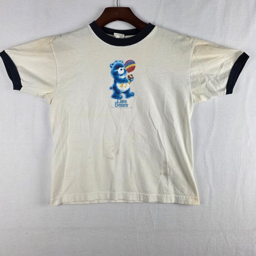 Vintage 2000 Wish Care Bears Grumpy Bear Ringer Graphic T-Shirt White